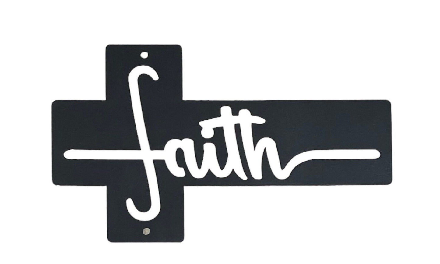 8" Jesus or Faith Metal Cross