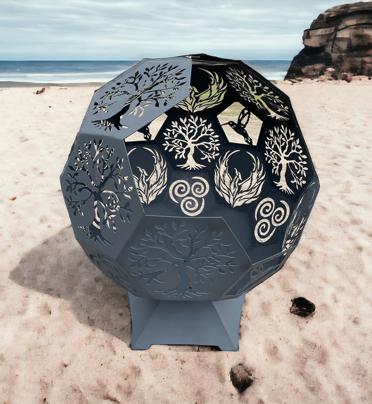 Design a Custom Pointed Top Fire Pit Globe | Personalize your Panels and Design |16 Gauge