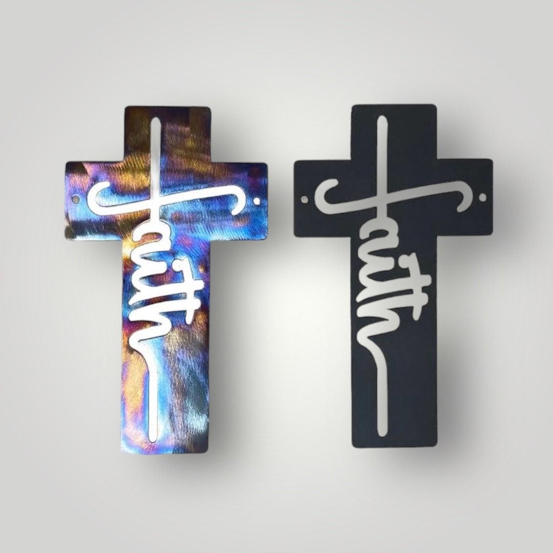 8" Jesus or Faith Metal Cross