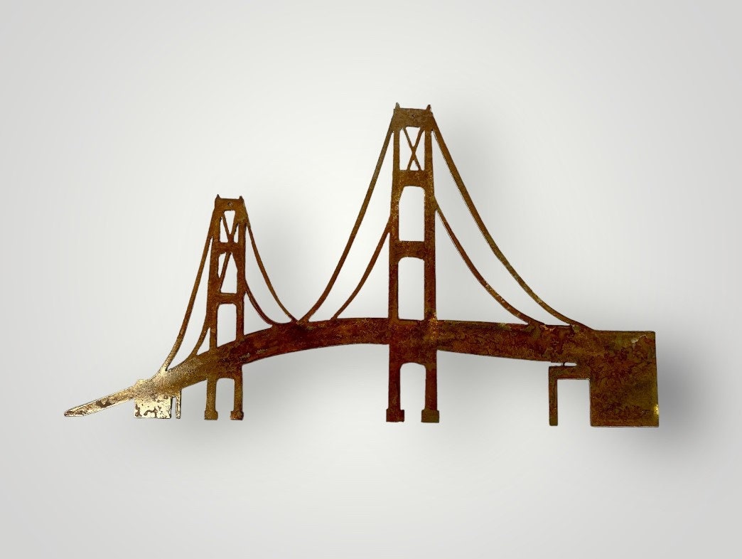 36" Mackinac Bridge Metal Wall Art: Michigan Landmark, Powder Coat Finish