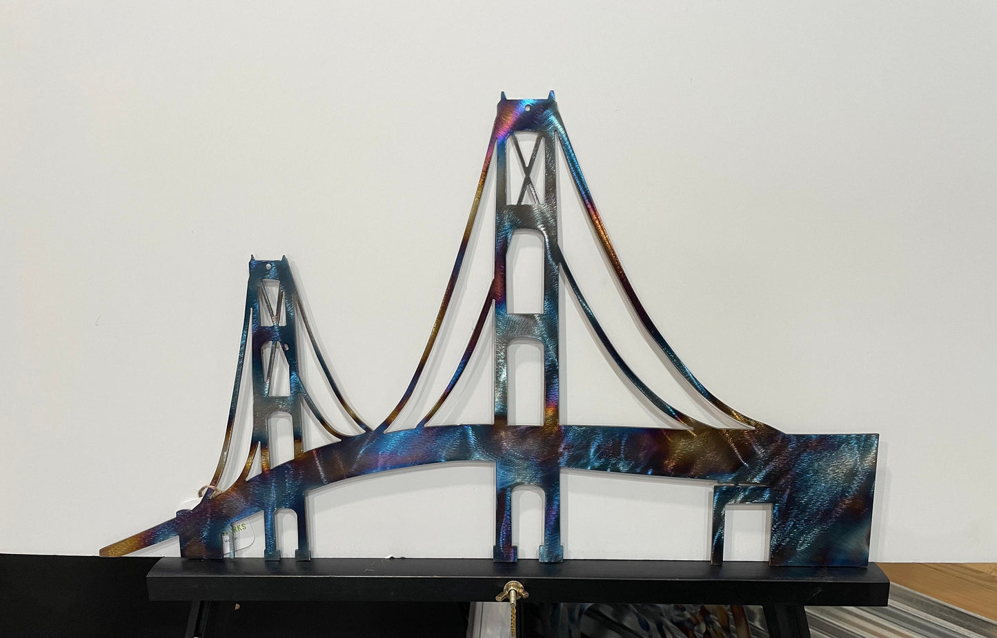 36" Mackinac Bridge Metal Wall Art: Michigan Landmark, Powder Coat Finish