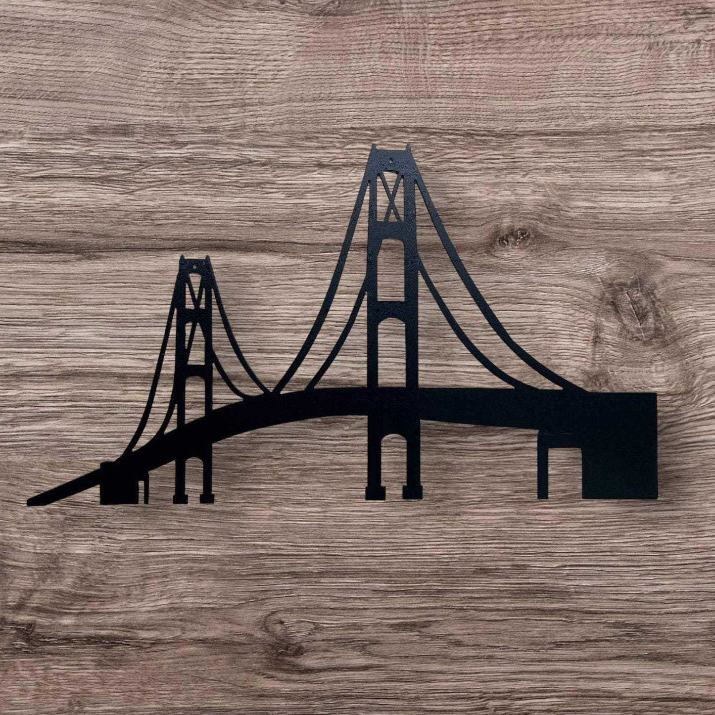 36" Mackinac Bridge Metal Wall Art: Michigan Landmark, Powder Coat Finish