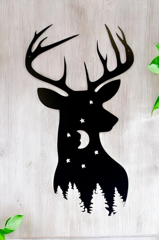Buck Stars, Moon, and Trees