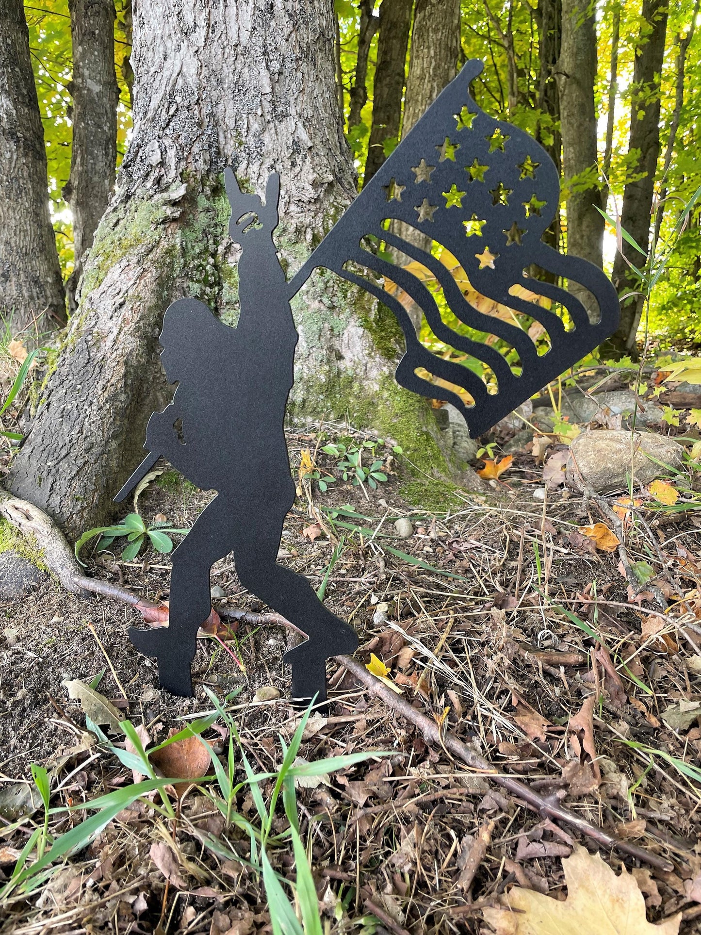 Metal Bigfoot Silhouette Yard Stake: USA-Made Garden Art
