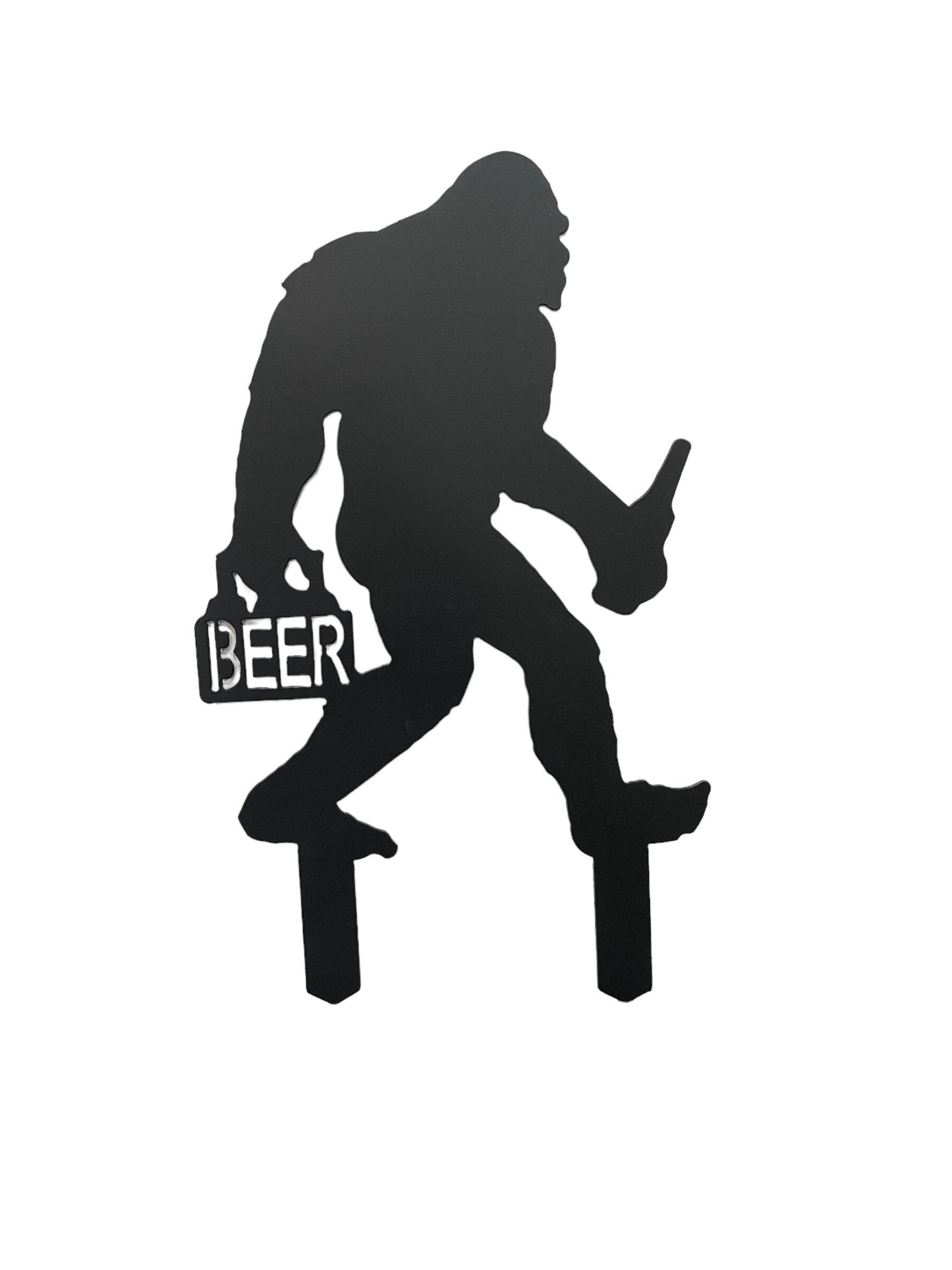 Metal Bigfoot Silhouette Yard Stake: USA-Made Garden Art