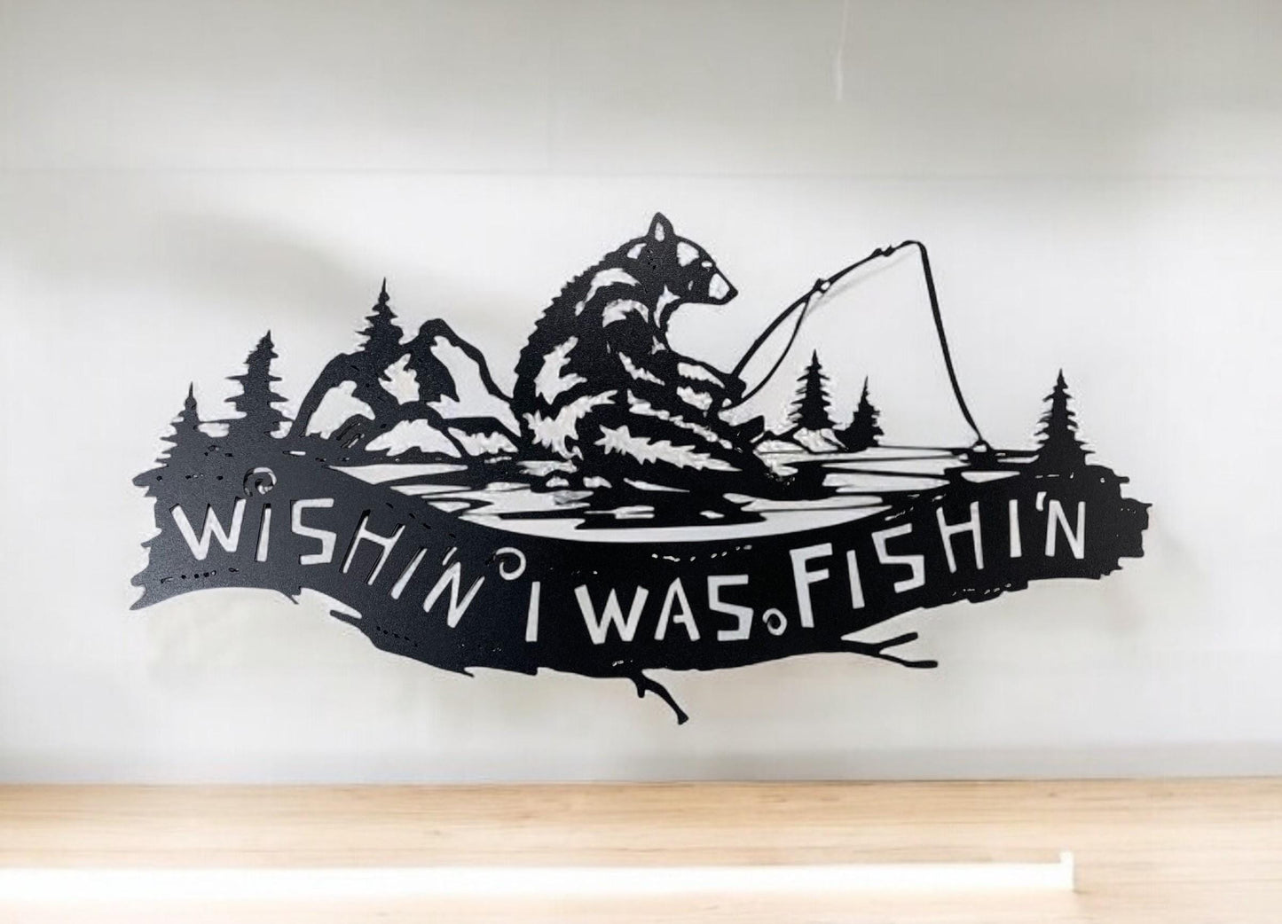 Wishing I was Fishing Wall Sign