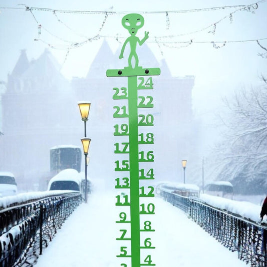 Alien themed snow measuring stick
