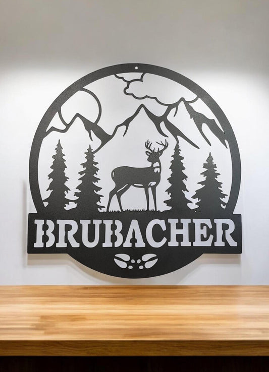 Mountain Buck Scene, Welcome or Personalized Sign