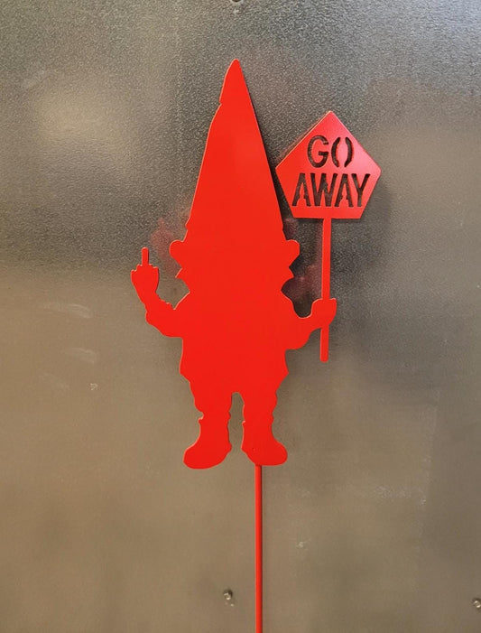 Funny Little Gnome Flipping the Middle Finger Garden Stake