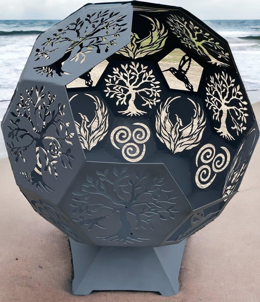 24" Side Open Fire Globe, Many Themes